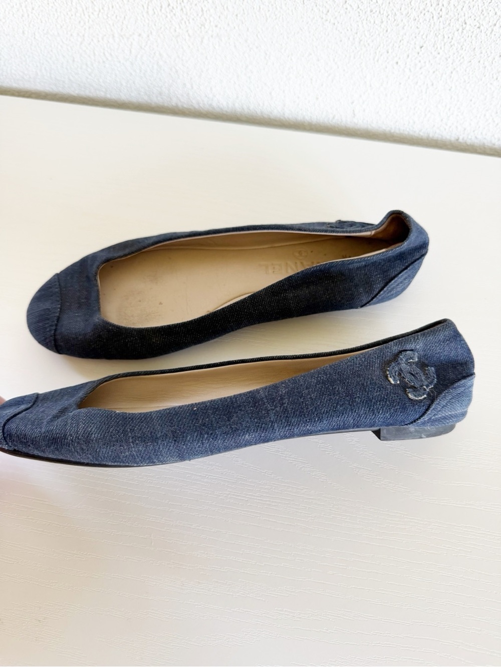 Chanel Blue Denim Cap Toe Ballet Flats Embroidered CC Logo EU 37 US 7 - Picture 5 of 12